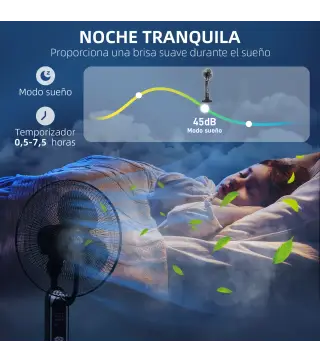 Ventilador de Pie con Nebulizador 3 Velocidades 3 Modos Oscilación de 70° Depósito de 3,2L y Mando 44,5x38,5x120cm Negro