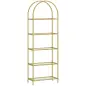 Estantería de Vidrio de 5 Niveles Estantería Almacenaje Estructura Arqueada Librería Estrecha 60x30x175 cm Dorado