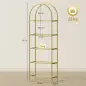 Estantería de Vidrio de 5 Niveles Estantería Almacenaje Estructura Arqueada Librería Estrecha 60x30x175 cm Dorado