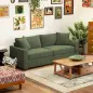 Sofá de 3 Plazas Tapizado en Pana con 2 Almohadas Reposabrazos y Cojín de Muelles 212x80x88 cm Verde