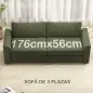 Sofá de 3 Plazas Tapizado en Pana con 2 Almohadas Reposabrazos y Cojín de Muelles 212x80x88 cm Verde