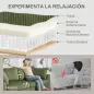 Sofá de 3 Plazas Tapizado en Pana con 2 Almohadas Reposabrazos y Cojín de Muelles 212x80x88 cm Verde