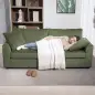 Sofá de 3 Plazas Tapizado en Pana con 2 Almohadas Reposabrazos y Cojín de Muelles 212x80x88 cm Verde
