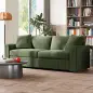 Sofá de 3 Plazas Tapizado en Pana con 2 Almohadas Reposabrazos y Cojín de Muelles 212x80x88 cm Verde