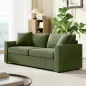 Sofá de 3 Plazas Tapizado en Pana con 2 Almohadas Reposabrazos y Cojín de Muelles 212x80x88 cm Verde