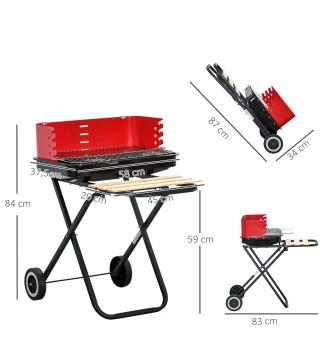 Barbacoa Plegable con Ruedas