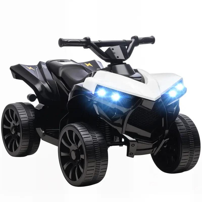 Quad Eléctrico para Niños 6 V Quad para Niños de 37 a 72 Meses Velocidad hasta 3 km/h Faros y Música 70x42x45 cm Blanco
