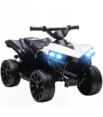 Quad infantil eléctrico 6V con marcha adelante/atrás, música, faros LED Blanco