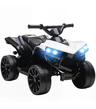 Quad infantil eléctrico 6V con marcha adelante/atrás, música, faros LED Blanco