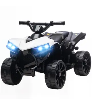Quad infantil eléctrico 6V con marcha adelante/atrás, música, faros LED Blanco