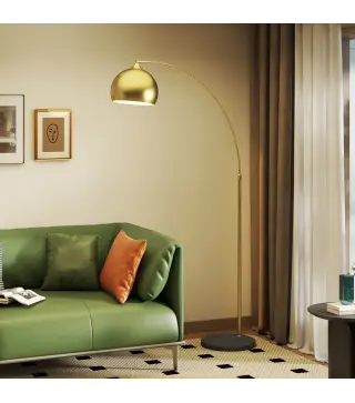 Lámpara de Pie Arco Moderna 40 W con Altura y Longitud Ajustable con Interruptor de Pie 110-115x35x170-180 cm Dorado