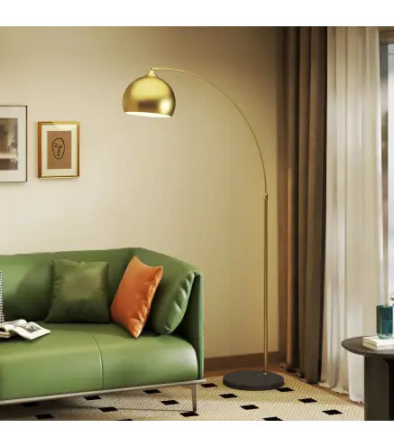 Lámpara de Pie Arco Moderna 40 W con Altura y Longitud Ajustable con Interruptor de Pie 110-115x35x170-180 cm Dorado