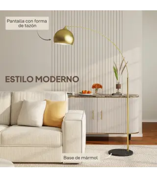 Lámpara de Pie Arco Moderna 40 W con Altura y Longitud Ajustable con Interruptor de Pie 110-115x35x170-180 cm Dorado
