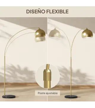 Lámpara de Pie Arco Moderna 40 W con Altura y Longitud Ajustable con Interruptor de Pie 110-115x35x170-180 cm Dorado