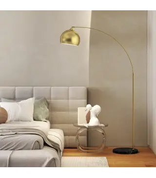 Lámpara de Pie Arco Moderna 40 W con Altura y Longitud Ajustable con Interruptor de Pie 110-115x35x170-180 cm Dorado