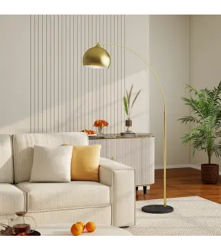 Lámpara de Pie Arco Moderna 40 W con Altura y Longitud Ajustable con Interruptor de Pie 110-115x35x170-180 cm Dorado