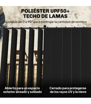 Pérgola de Jardín 3x5,7 m con Techo de Lamas Ajustable a 90° Manivela Estructura de Aluminio UPF50+ Gris Oscuro