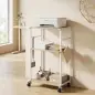 Soporte para Impresora de 3 Niveles con Ruedas Mueble para Impresora con Ganchos y Marco Metálico Madera Natural