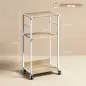 Soporte para Impresora de 3 Niveles con Ruedas Mueble para Impresora con Ganchos y Marco Metálico Madera Natural
