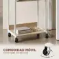Soporte para Impresora de 3 Niveles con Ruedas Mueble para Impresora con Ganchos y Marco Metálico Madera Natural