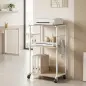 Soporte para Impresora de 3 Niveles con Ruedas Mueble para Impresora con Ganchos y Marco Metálico Madera Natural
