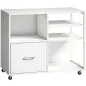 Mueble para Impresora con Ruedas Mesa para Impresora con Estantes Abiertos y Cajón para Documentos Tamaño A4 Blanco