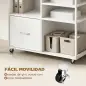Mueble para Impresora con Ruedas Mesa para Impresora con Estantes Abiertos y Cajón para Documentos Tamaño A4 Blanco