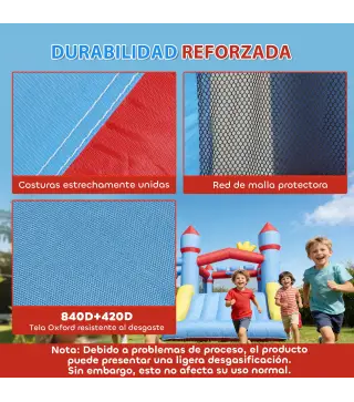 Castillo Hinchable para Niños con Soplador Tobogán Trampolín Piscina Pilar de Boxeo y Aro de Baloncesto 277x270x215 cm