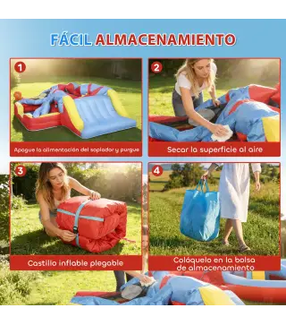 Castillo Hinchable para Niños con Soplador Tobogán Trampolín Piscina Pilar de Boxeo y Aro de Baloncesto 277x270x215 cm