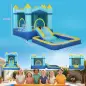 Castillo Hinchable para Niños con Soplador Tobogán Cama Elástica Piscina y Aro de Baloncesto para Niños 3-8 Años Azul