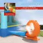 Castillo Hinchable para Niños con Soplador Tobogán Cama Elástica Piscina y Aro de Baloncesto para Niños 3-8 Años Azul