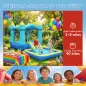 Castillo Hinchable para Niños con Soplador Tobogán Cama Elástica Piscina y Aro de Baloncesto para Niños 3-8 Años Azul