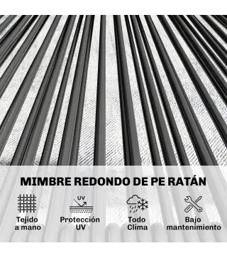 Sofá Exterior de Ratán de 2 Plazas con Asiento y Respaldo Tejidos de Ratán Estructura de Acero Carga 240 kg Negro