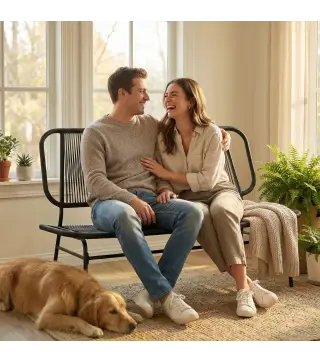 Sofá Exterior de Ratán de 2 Plazas con Asiento y Respaldo Tejidos de Ratán Estructura de Acero Carga 240 kg Negro