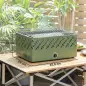 Barbacoa de Carbón 45,5x29x21 cm con Ventilador Integrado Temperatura Ajustable y Bandeja de Carbón Verde Claro