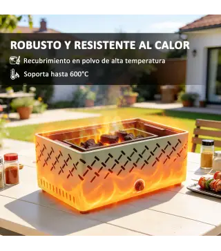 Barbacoa de Carbón 45,5x29x21 cm con Ventilador Integrado Temperatura Ajustable y Bandeja de Carbón Verde Claro