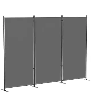 Biombo Plegable de 3 Paneles 260x180 cm Biombo Separador de Ambientes con Soporte de Metal UPF 30+ Gris Oscuro