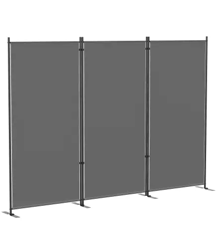 Biombo Plegable de 3 Paneles 260x180 cm Biombo Separador de Ambientes con Soporte de Metal UPF 30+ Gris Oscuro