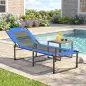 Tumbona Plegable con Respaldo Ajustable en 4 Posiciones Asas y Respaldo de Textilene Carga 120 kg 175x58x68 cm Azul