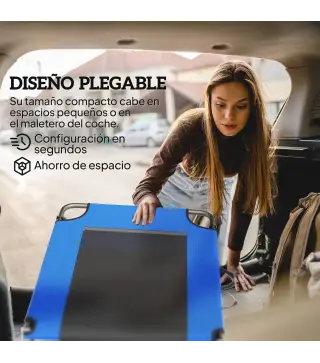 Tumbona Plegable con Respaldo Ajustable en 4 Posiciones Asas y Respaldo de Textilene Carga 120 kg 175x58x68 cm Azul