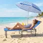 Tumbona Plegable con Respaldo Ajustable en 4 Posiciones Asas y Respaldo de Textilene Carga 120 kg 175x58x68 cm Azul