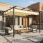 Pérgola de Jardín 4x3 m con Techo Retráctil Estructura de Aluminio UPF30+ Orificios de Drenaje Pabellón Exterior Crema