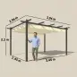 Pérgola de Jardín 4x3 m con Techo Retráctil Estructura de Aluminio UPF30+ Orificios de Drenaje Pabellón Exterior Crema