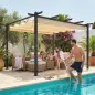 Pérgola de Jardín 4x3 m con Techo Retráctil Estructura de Aluminio UPF30+ Orificios de Drenaje Pabellón Exterior Crema