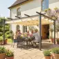 Pérgola de Jardín 4x3 m con Techo Retráctil Estructura de Aluminio UPF30+ Orificios de Drenaje Pabellón Exterior Crema