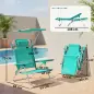 Juego de 2 Sillas de Playa Plegables con Dosel Ajustable Respaldo Reclinable en 6 Posiciones Reposacabezas Turquesa