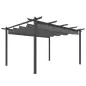 Pérgola de Jardín 4x3 m con Techo Retráctil Estructura de Aluminio UPF30+ Orificios de Drenaje Pabellón Exterior Gris