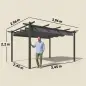 Pérgola de Jardín 4x3 m con Techo Retráctil Estructura de Aluminio UPF30+ Orificios de Drenaje Pabellón Exterior Gris