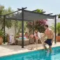 Pérgola de Jardín 4x3 m con Techo Retráctil Estructura de Aluminio UPF30+ Orificios de Drenaje Pabellón Exterior Gris