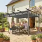 Pérgola de Jardín 4x3 m con Techo Retráctil Estructura de Aluminio UPF30+ Orificios de Drenaje Pabellón Exterior Gris